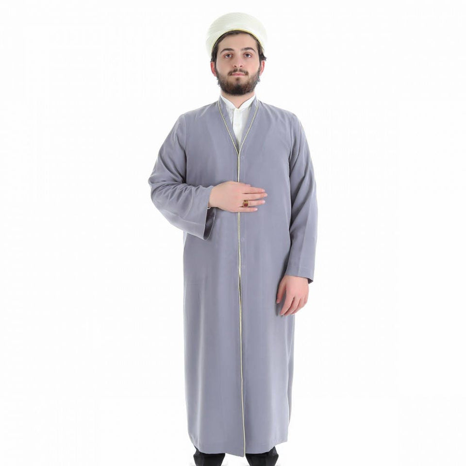 S, M, L, XL, XXL Plain Mens Wear, Silver Grey Thobe, Galabiyya, Jubbah, islamic wear, Muslim tunic , Muslim Long Kurta - Muslim Clothes