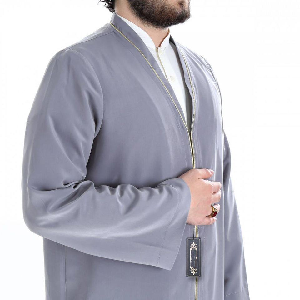 S, M, L, XL, XXL Plain Mens Wear, Silver Grey Thobe, Galabiyya, Jubbah, islamic wear, Muslim tunic , Muslim Long Kurta - Muslim Clothes