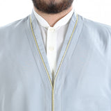 S M L XL Light Grey Men's Jilbab with Bias, Islamic Clothing Dishdash, Abaya Kurta Jubba