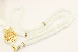 White Misbahas, crystal prayer beads, Handmade Prayer Beads 99 Misbaha, Masbaha, 99 beads Tasbeeh, 6mm beads, Crystal Tasbeeh, TMCB