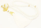 White Misbahas, prayer beads with letter, Islamic Prayer Beads 99 Misbaha, Masbaha, Tasbih, 6mm beads, Tasbeeh with Letter, TSSI