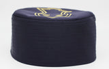 Dark Blue Nalain Kufi, Prayer Hat Takke, Men Kufi, Sunnah Wear, Muslims Hat, Taqiyah, embroidered prayer hat, Mens Cap, Standard Kufi, FTTH
