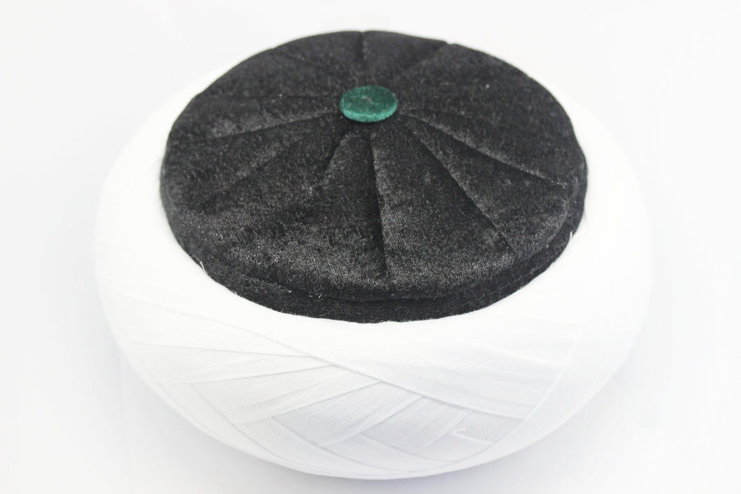 Barbarossa Handmade Imamah with white turban, %100 Cotton Thin Stripe Turban Wrapped, Ottoman Sarik Fez, Muslim Mens Clothing