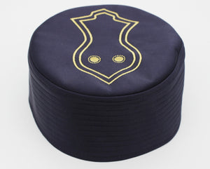 Dark Blue Nalain Kufi, Prayer Hat Takke, Men Kufi, Sunnah Wear, Muslims Hat, Taqiyah, embroidered prayer hat, Mens Cap, Standard Kufi, FTTH