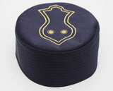 Dark Blue Nalain Kufi, Prayer Hat Takke, Men Kufi, Sunnah Wear, Muslims Hat, Taqiyah, embroidered prayer hat, Mens Cap, Standard Kufi, FTTH