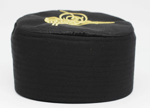 Black Standard Tughra motif Tagiyah, Prayer Hat Takke, embroidered Tugra, Men Kufi, Crochet Kufi, Muslims Hat, Skull Cap, FTHH