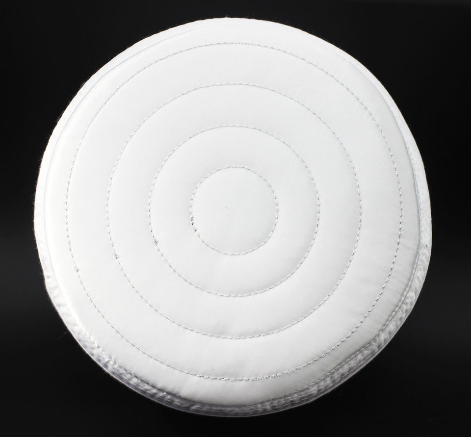 White Embroidered Big circle Taqiyah, Sunnah Wear, muslim hat, Muslim cap, Islamic gift, koofi, Prayer Hat, Men Kufi, Crochet Kufi, WHTB