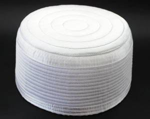 White Embroidered Big circle Taqiyah, Sunnah Wear, muslim hat, Muslim cap, Islamic gift, koofi, Prayer Hat, Men Kufi, Crochet Kufi, WHTB