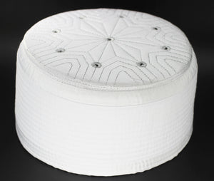 White Taqiyah with 9 holes, Sunnah Wear, muslim hat, Muslim cap, Islamic gift, koofi, Prayer Hat, Men Kufi, Crochet Kufi, Imamah, WHTB