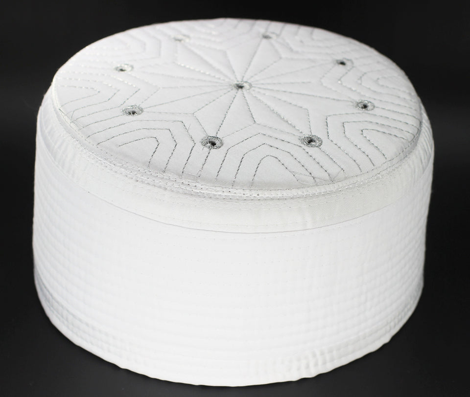 White Taqiyah with 9 holes, Sunnah Wear, muslim hat, Muslim cap, Islamic gift, koofi, Prayer Hat, Men Kufi, Crochet Kufi, Imamah, WHTB