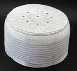 White Embroidered Flower Taqiyah, Sunnah Wear, muslim hat, Muslim cap, Islamic gift, koofi, Prayer Hat, Men Kufi, Crochet Kufi, WHTB