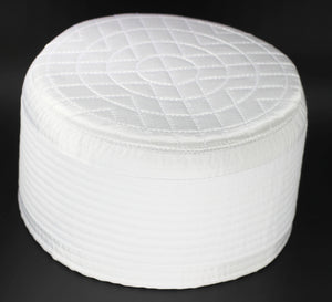White Embroidered Geometric Taqiyah, Sunnah Wear, muslim hat, Muslim cap, Islamic gift, koofi, Prayer Hat, Men Kufi, Crochet Kufi, WHTB