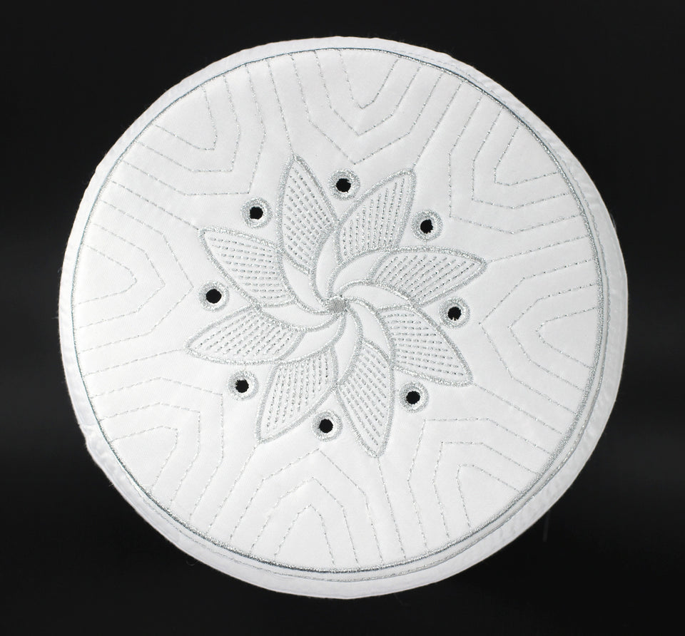 White Embroidered Flower Taqiyah, Sunnah Wear, muslim hat, Muslim cap, Islamic gift, koofi, Prayer Hat, Men Kufi, Crochet Kufi, WHTB