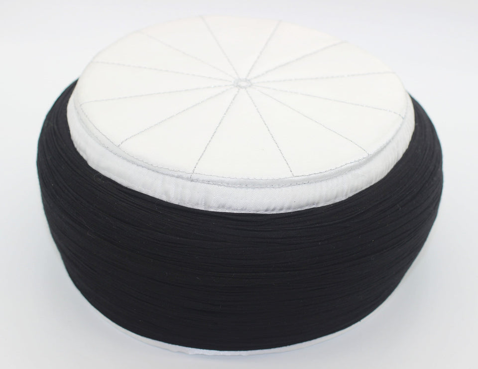 Handmade White&Black Sarik, imamah sarik, Kufi Cap, Muslim Men's Hat Cap, Skullcap, Classic Imamah, Islamic Hat, Muslim hat, kofi