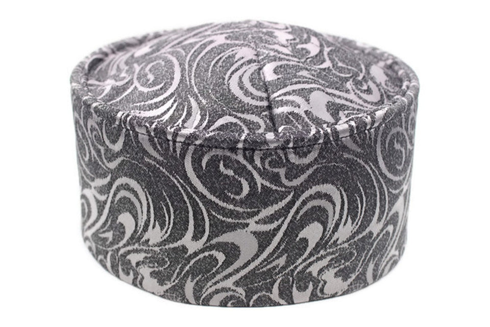 New Model Handmade Rigid Silver Muslim Kufi Hat Taqiya Takke Peci Prayer Cap, Turkish Muslim Islamic Hat Skull Cap