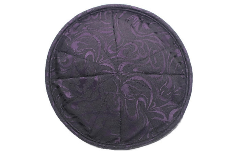 Handmade Rigid Black and Puple Muslim Kufi Hat Taqiya Takke Peci Prayer Cap, Turkish Muslim Islamic Hat Skull Cap
