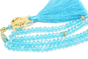 Blue Misbahas, crystal prayer beads, Handmade Prayer Beads 99 Misbaha, Masbaha, 99 beads Tasbeeh, 6mm beads, Crystal Tasbeeh, TMCB
