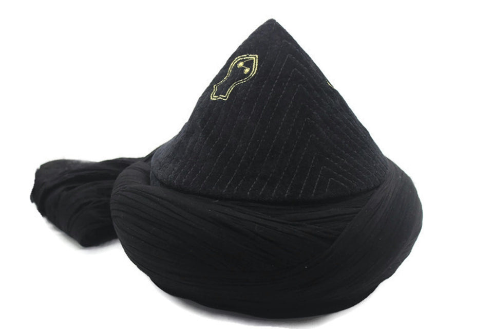 Black Mens Haqqani Imamah, Cyprus Style Islamic Cap, Unique Islamic Art, Haqqani Sufi Order, Islamic Men's Head Wear