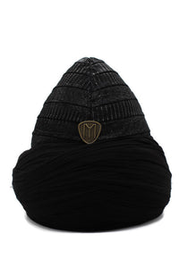Handmade Black Ertugrul Cap, Leather Resurrection Imamah, Original Dirilis Islamic Cap