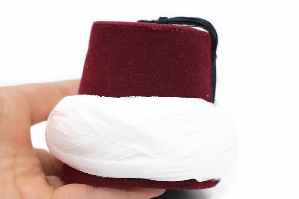 Handmade Mini Fez Home Decor | Miniature Imamahs | Dark Red and White Mini Fez | Moorish Fez | Islamic Home Deco | Eid Gift