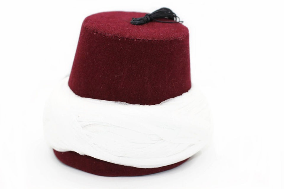 Handmade Mini Fez Home Decor | Miniature Imamahs | Dark Red and White Mini Fez | Moorish Fez | Islamic Home Deco | Eid Gift