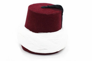 Handmade Mini Fez Home Decor | Miniature Imamahs | Dark Red and White Mini Fez | Moorish Fez | Islamic Home Deco | Eid Gift