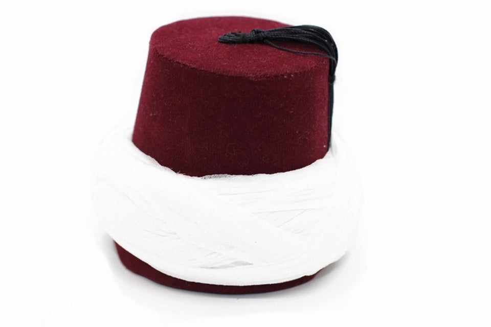 Handmade Mini Fez Home Decor | Miniature Imamahs | Dark Red and White Mini Fez | Moorish Fez | Islamic Home Deco | Eid Gift