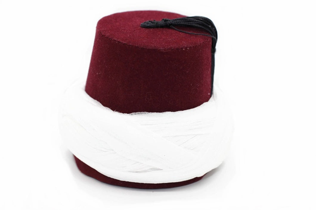 Handmade Mini Fez Home Decor | Miniature Imamahs | Dark Red and White Mini Fez | Moorish Fez | Islamic Home Deco | Eid Gift