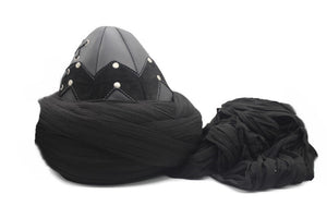 Handmade Leather Black Ertugrul Cap, Leather Resurrection Imamah, Original Dirilis Islamic Cap