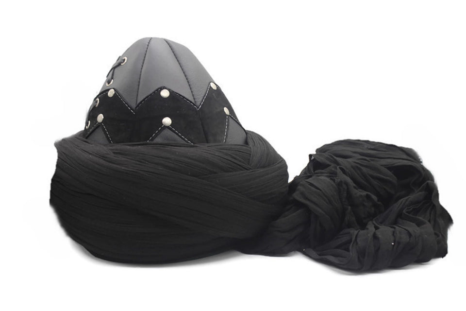 Handmade Leather Black Ertugrul Cap, Leather Resurrection Imamah, Original Dirilis Islamic Cap
