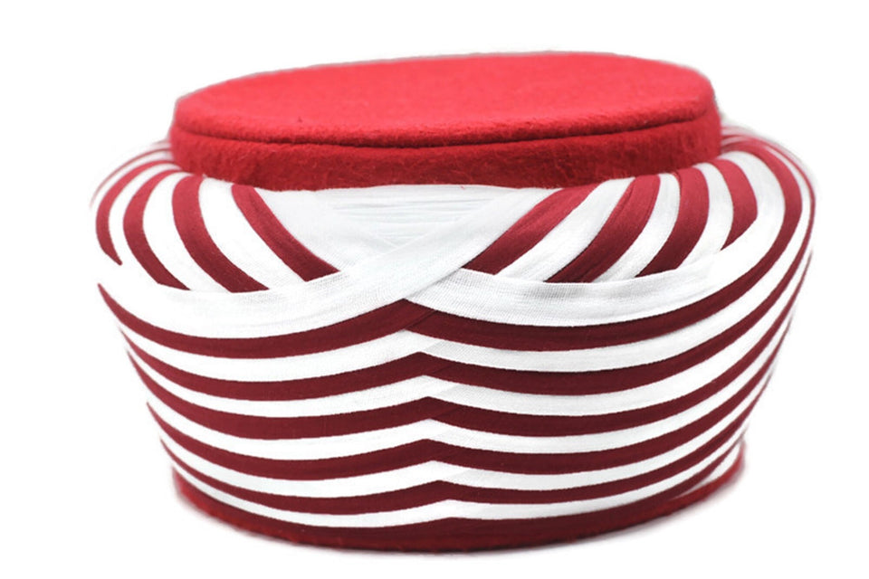 Red and White Imamah Sunnah Hat, Unique Islamic Art, Imam Pagri Islamic Men's Head Wear, Fez Hat, Naqshibandi Taj