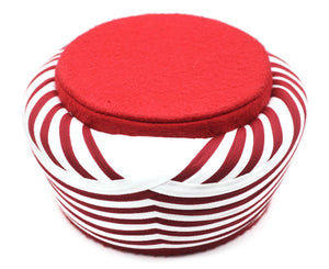 Red and White Imamah Sunnah Hat, Unique Islamic Art, Imam Pagri Islamic Men's Head Wear, Fez Hat, Naqshibandi Taj