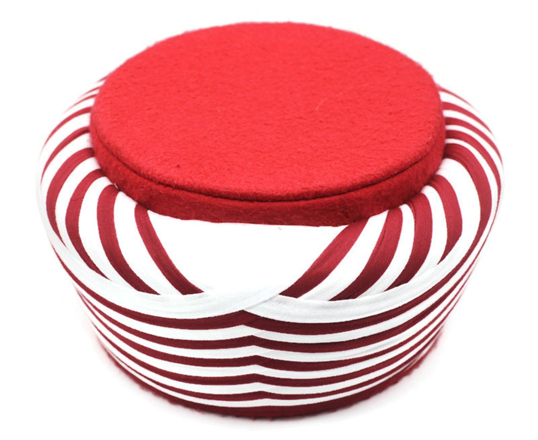 Red and White Imamah Sunnah Hat, Unique Islamic Art, Imam Pagri Islamic Men's Head Wear, Fez Hat, Naqshibandi Taj