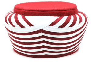 Red and White Imamah Sunnah Hat, Unique Islamic Art, Imam Pagri Islamic Men's Head Wear, Fez Hat, Naqshibandi Taj