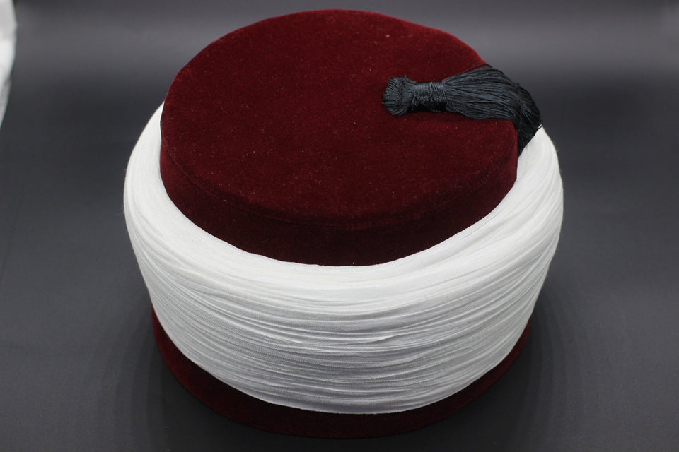 Shaykh Muhammad Said Ramadan al Bouti Imamah, Egyptian Turkish Red Fez Tarboush Hat Black Tassel