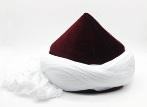 Bordeaux Mens Haqqani Imamah, Cyprus Style Islamic Cap, Unique Islamic Art, Haqqani Sufi Order, Islamic Men's Head Wear