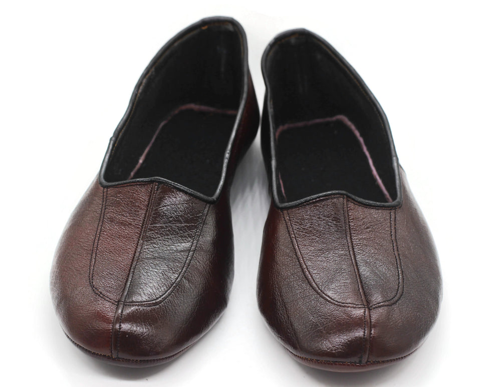 Lux Genuine Leather Bordeaux Feet Warmer with Women Size | Winter Socks | Winter Shoes | Unisex House Slippers | Handmade Leather Socks