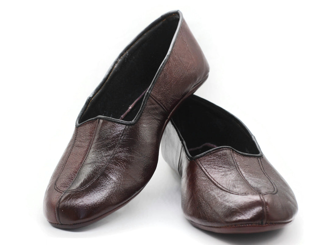 Lux Genuine Leather Bordeaux Feet Warmer with Men Size | Winter Socks |Winter Shoes | Unisex House Slippers | Handmade Leather Socks