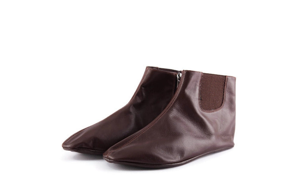 Halal Leather Zipper Khuffain MENS Size, Genuine Leather Slippers, Indoor Shoes, Feet Warmers, Home Slippers, Khuffayn Moccasin