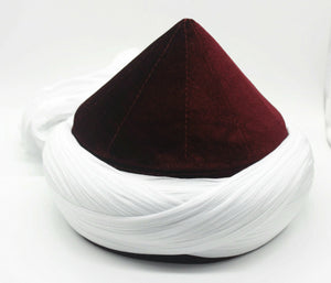 Bordeaux Mens Haqqani Imamah, Cyprus Style Islamic Cap, Unique Islamic Art, Haqqani Sufi Order, Islamic Men's Head Wear