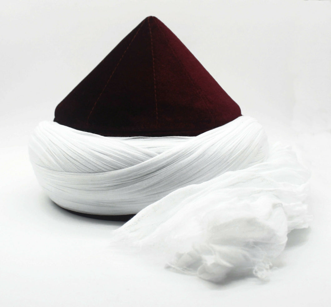 Bordeaux Mens Haqqani Imamah, Cyprus Style Islamic Cap, Unique Islamic Art, Haqqani Sufi Order, Islamic Men's Head Wear