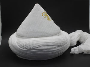Prewrapped Naqshbandi Haqqani Cap, White Cyprus Imamah, Unique Islamic Art, Imam Pagri Islamic Men's Head Wear