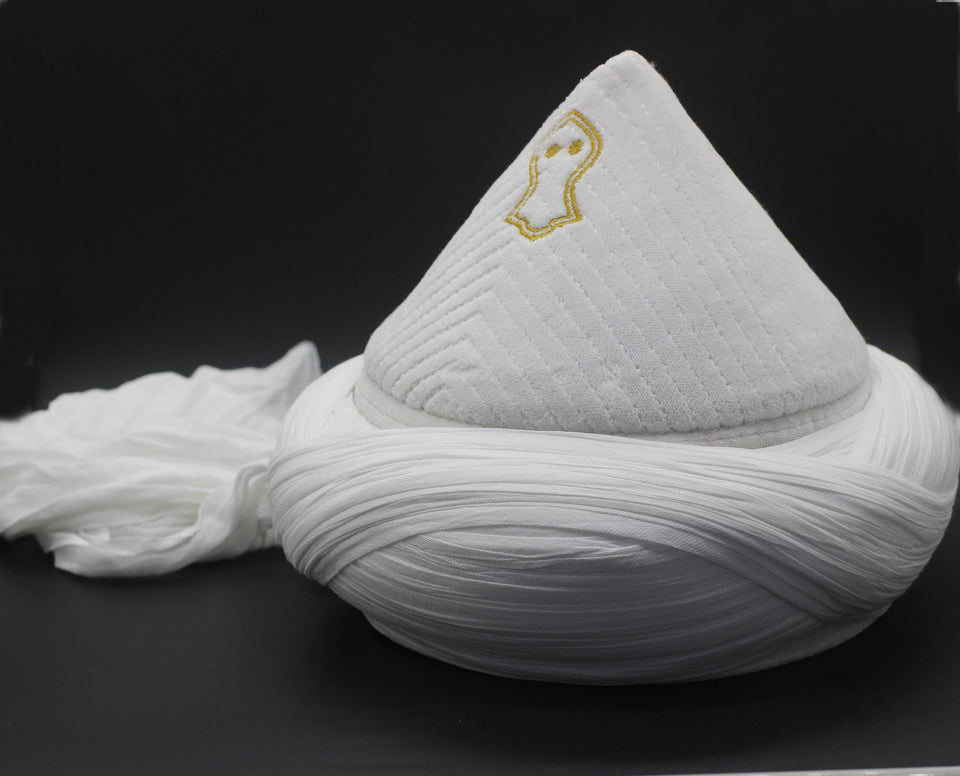 Prewrapped Naqshbandi Haqqani Cap, White Cyprus Imamah, Unique Islamic Art, Imam Pagri Islamic Men's Head Wear