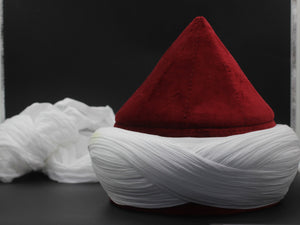 Prewrapped Naqshbandi Haqqani Cap, Red and White Cyprus Imamah, Unique Islamic Art, Imam Pagri Islamic Men's Head Wear