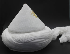Prewrapped Naqshbandi Haqqani Cap, White Cyprus Imamah, Unique Islamic Art, Imam Pagri Islamic Men's Head Wear