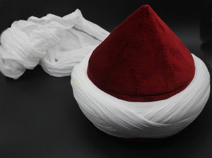Prewrapped Naqshbandi Haqqani Cap, Red and White Cyprus Imamah, Unique Islamic Art, Imam Pagri Islamic Men's Head Wear