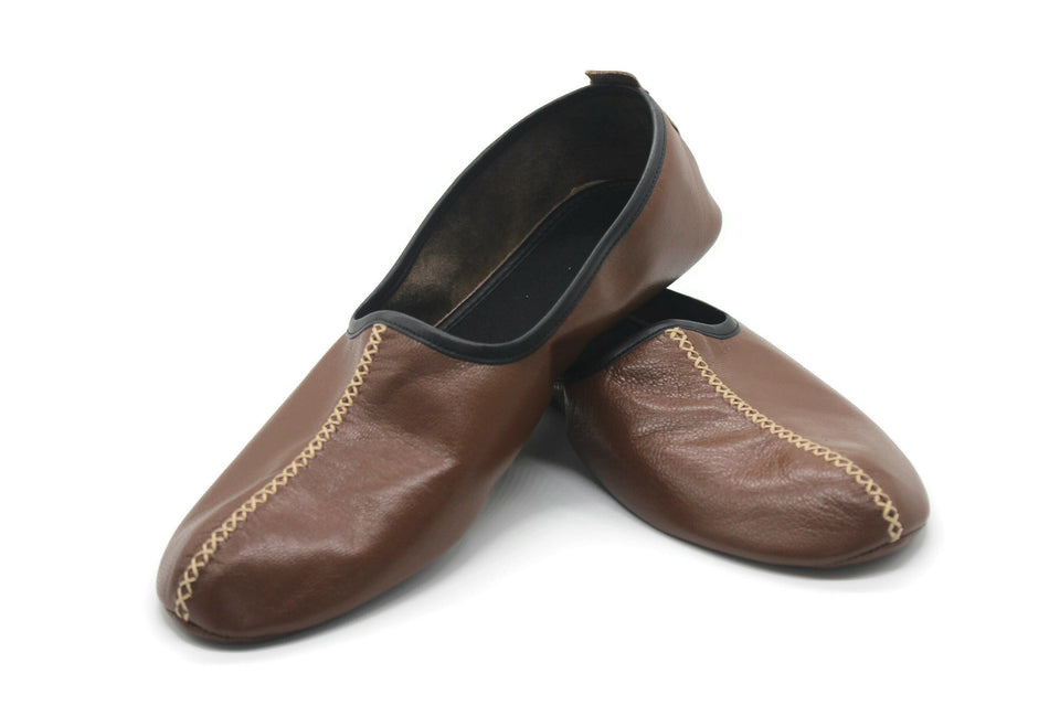Genuine Leather Babouche Slippers Handmade from Soft Leather, Traditional babouche slippers, MENS traditional shoes, Home Shoes