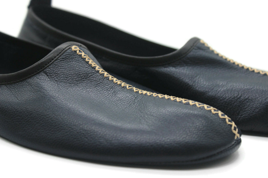 Genuine Leather Blue Babouche Slippers Handmade from Soft Leather, Traditional babouche slippers, MENS traditional shoes, Home Shoes
