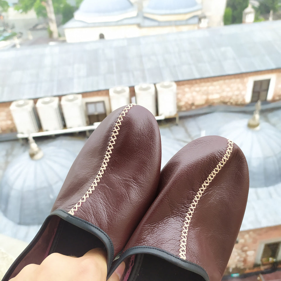 Genuine Leather Womens Babouche Slippers Handmade from Soft Leather, Traditional babouche slippers, Unisex traditional shoes, Home Shoes