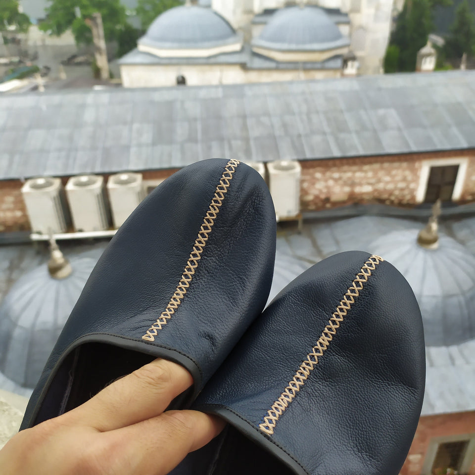 Genuine Leather Womens Babouche Slippers Handmade from Soft Leather, Traditional babouche slippers, Unisex traditional shoes, Home Shoes